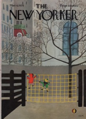 ORIGINAL VINTAGE MAGAZINE COVER:  New Yorker Mar. 1974 - Children in playground   by: Charles E. Martin (Illust.)