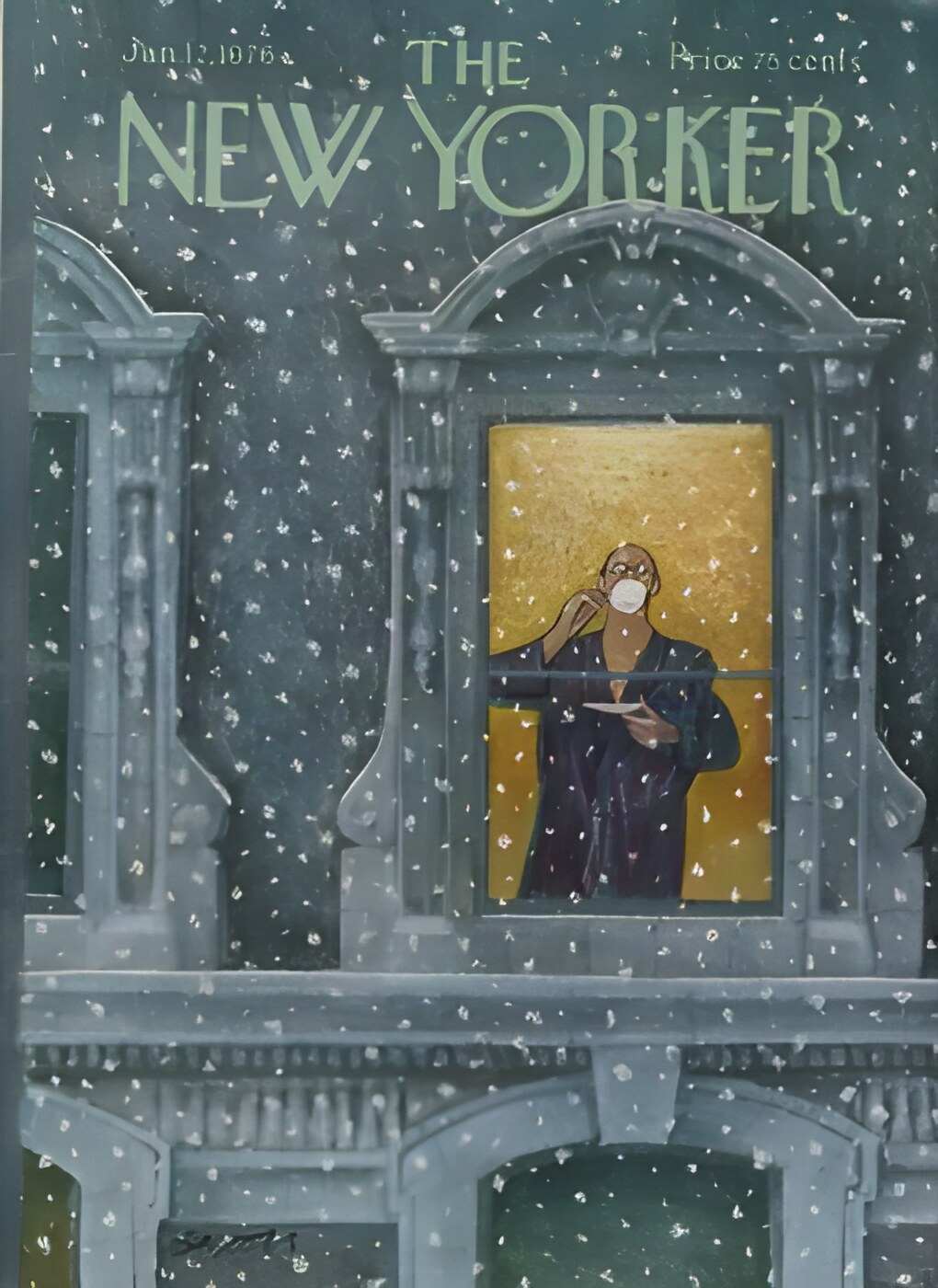 ORIGINAL VINTAGE MAGAZINE COVER:  New Yorker Jan. 12 1976   by: Charles Saxon (Illust.)