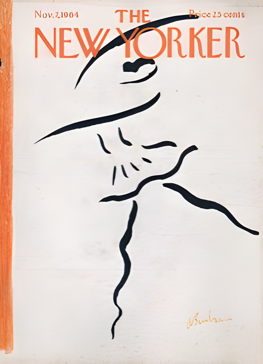 ORIGINAL VINTAGE MAGAZINE COVER:  New Yorker Nov. 7 1964 - Ballet dancer   by: Abe Birnbaum (Illust.)