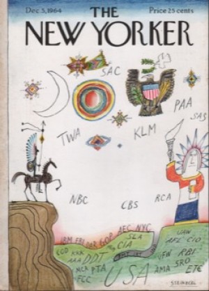 ORIGINAL VINTAGE MAGAZINE COVER:  New Yorker Dec. 5 1964 - World of symbols   by: Saul Steinberg (Illust.)