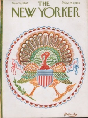 ORIGINAL VINTAGE MAGAZINE COVER:  New Yorker Nov. 24 1962 - Official Turkey Seal   by: Anatol Kovarsky (Illust.)