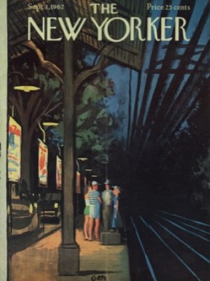 ORIGINAL VINTAGE MAGAZINE COVER:  New Yorker Sept. 1 1962 Train platform by: Arthur Getz (Illust.)