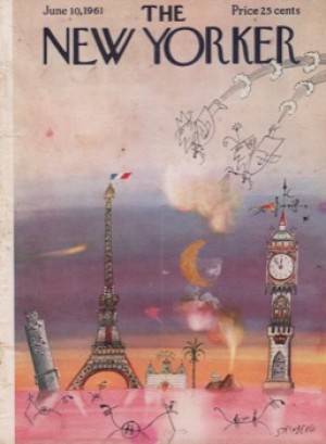ORIGINAL VINTAGE MAGAZINE COVER:  New Yorker June 10 1961 - Iconic destinations    by: Saul Steinberg (Illust.)