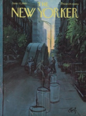 ORIGINAL VINTAGE MAGAZINE COVER:  New Yorker June 17 1961 - Trash pickup at dawnby: Arthur Getz (Illust.)