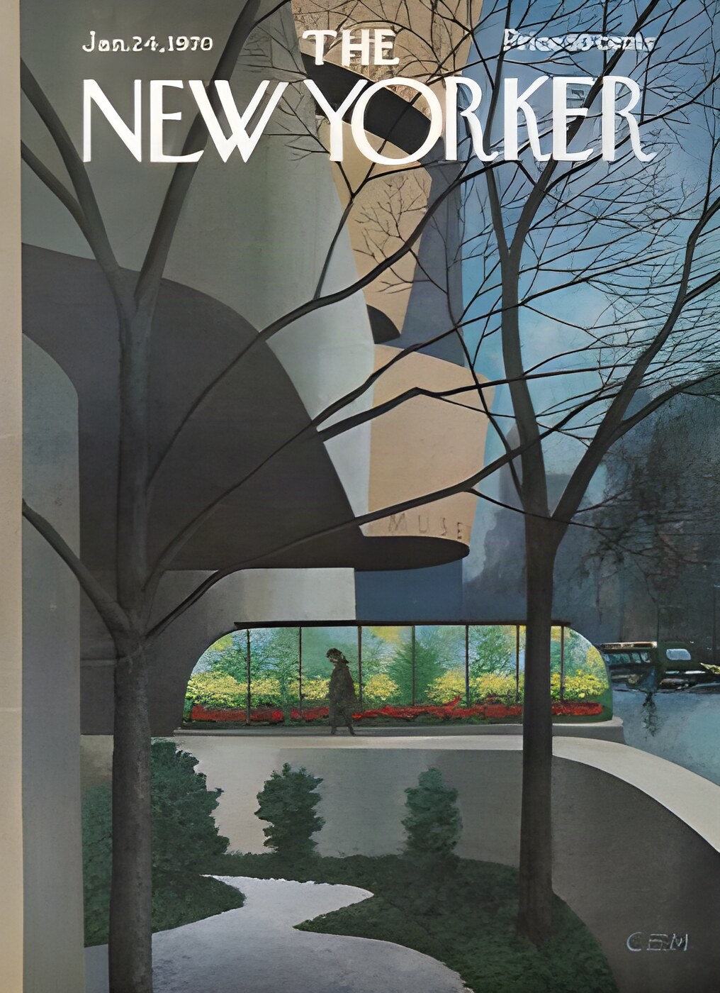 ORIGINAL VINTAGE MAGAZINE COVER:  New Yorker Jan. 24 1970 - Museum  by: Charles E. Martin (Illust.)