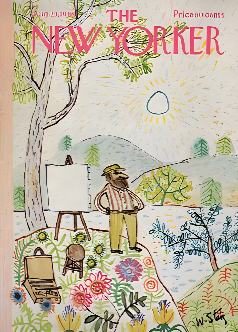 ORIGINAL VINTAGE MAGAZINE COVER:  New Yorker Aug, 23 1969 -Fearless artist    by: William Steig (Illust.)