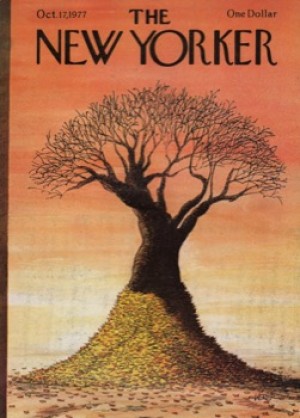 ORIGINAL VINTAGE MAGAZINE COVER:  New Yorker Oct. 17 1977 - Naked tree  by: Bernard Weber (Illust.)