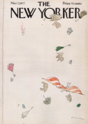 ORIGINAL VINTAGE MAGAZINE COVER:  New Yorker Mar. 7 1977 - Sailing in March windby: R.O. Blechman (Illust.)