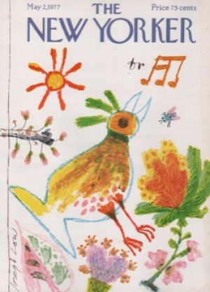 ORIGINAL VINTAGE MAGAZINE COVER:  New Yorker May 2 1977 - Singing birdby: Joseph Low (Illust.)