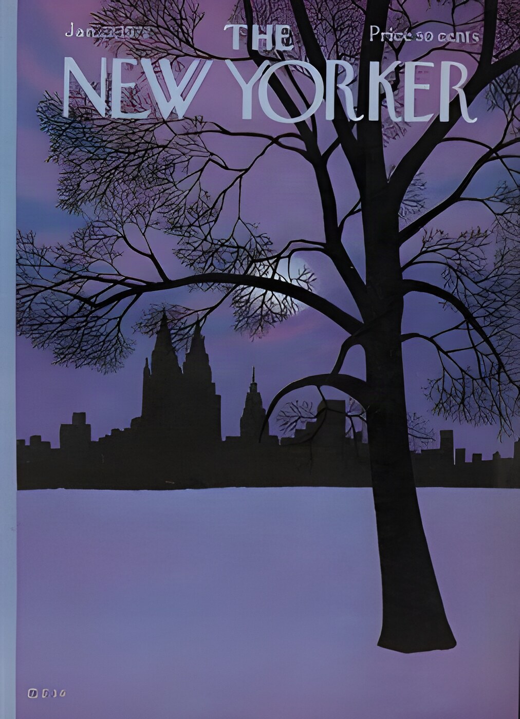 ORIGINAL VINTAGE MAGAZINE COVER:  New Yorker Jan. 22 1972 - winter nightby: Charles E. Martin (Illust.)