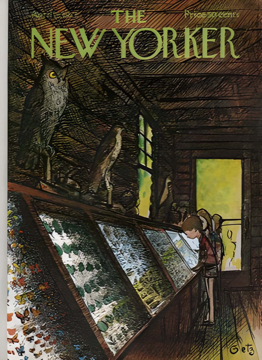 ORIGINAL VINTAGE MAGAZINE COVER:  New Yorker April 15 1972 - Nature specimens   by: Arthur Getz (Illust.)