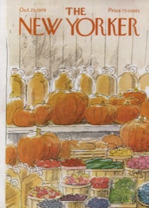 ORIGINAL VINTAGE MAGAZINE COVER:  New Yorker Oct. 25 1976  - Fall harvest by: Arthur Getz (Illust.)