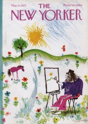 ORIGINAL VINTAGE MAGAZINE COVER:  New Yorker May 27 1972 - Hippie artist    by: Ronald Searle (Illust.)