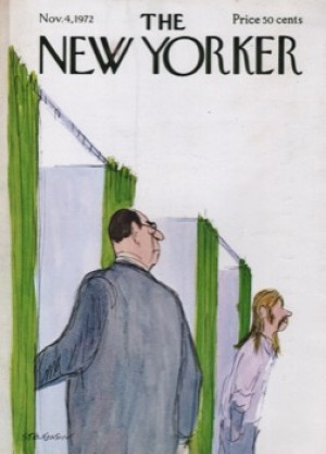 ORIGINAL VINTAGE MAGAZINE COVER:  New Yorker Nov. 4 1972 - Voting booths    by: James Stevenson (Illust.)