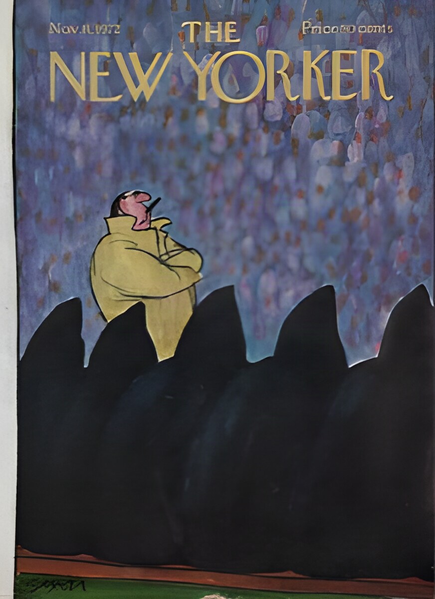 ORIGINAL VINTAGE MAGAZINE COVER:  New Yorker Nov. 11 1972 Football coach   by: Charles Saxon (Illust.)
