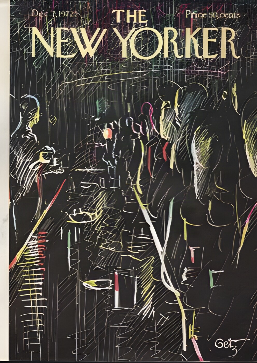 ORIGINAL VINTAGE MAGAZINE COVER:  New Yorker Dec. 2 1972 - Singles Bar    by: Arthur Getz (Illust.)