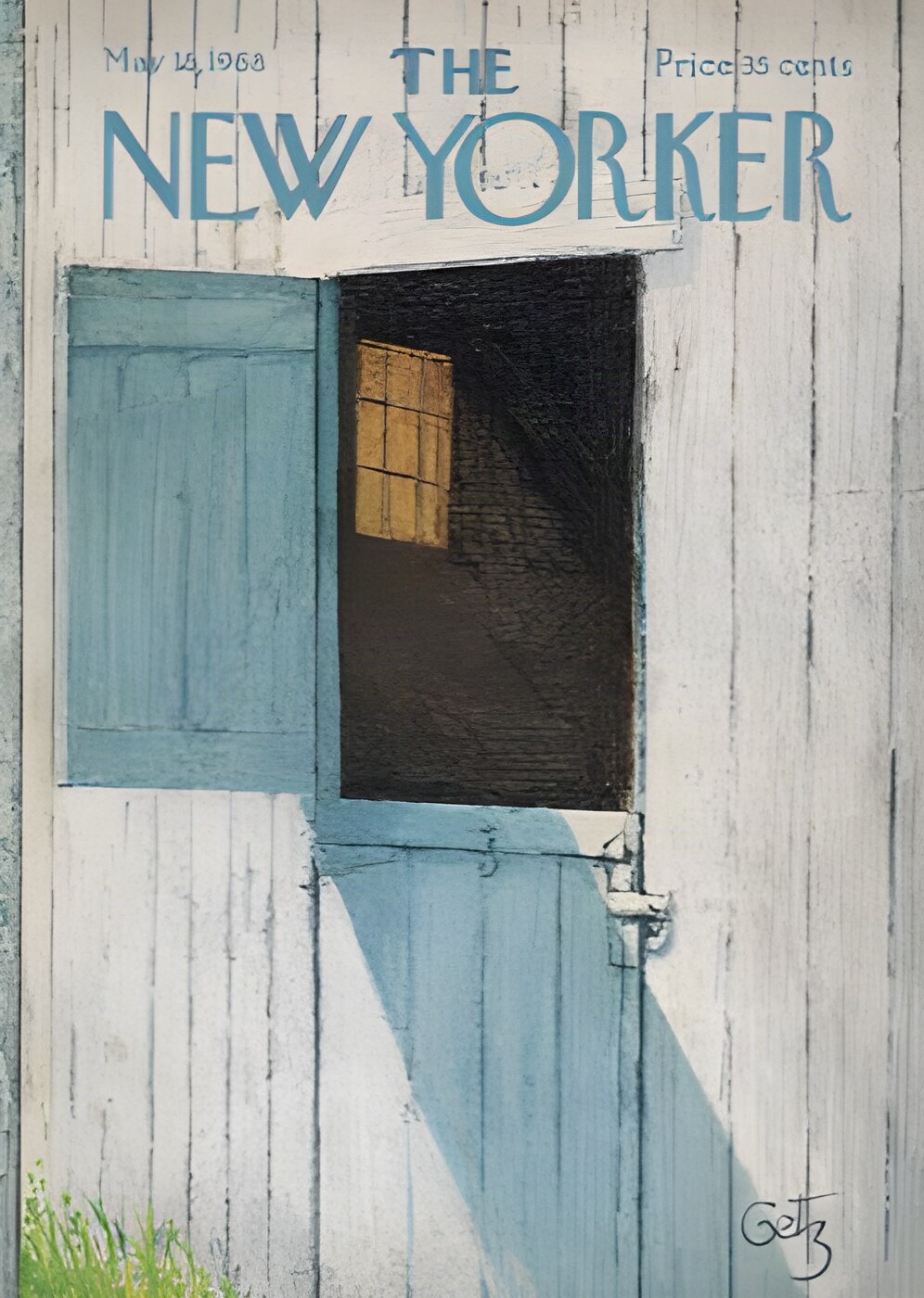 ORIGINAL VINTAGE MAGAZINE COVER: New Yorker May 18 1968 - Barn windows by: Arthur Getz (Illust.)