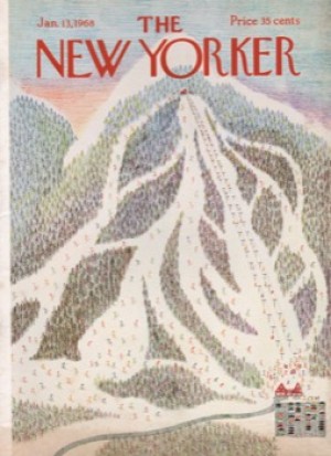 ORIGINAL VINTAGE MAGAZINE COVER: New Yorker Mar. 2 1968 - Ski Trailsby: Charles E. Martin (Illust.)