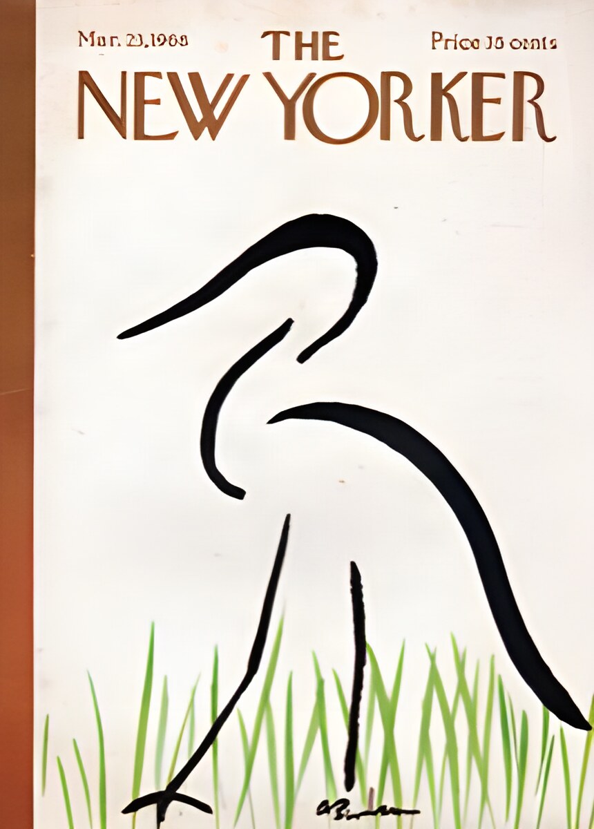 ORIGINAL VINTAGE MAGAZINE COVER:  New Yorker Mar. 23 1968 - stork    by: Abe Birnbaum (Illust.)