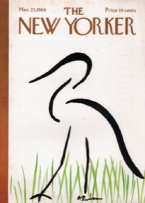 ORIGINAL VINTAGE MAGAZINE COVER:  New Yorker Mar. 23 1968 - stork    by: Abe Birnbaum (Illust.)