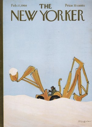 ORIGINAL VINTAGE MAGAZINE COVER:  New Yorker Feb. 17 1968 - Snow removal    by: James Stevenson (Illust.)