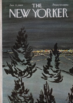 ORIGINAL VINTAGE MAGAZINE COVER:  New Yorker Jan. 25 1969 -  Hilltop View   by: David Preston (Illust.)