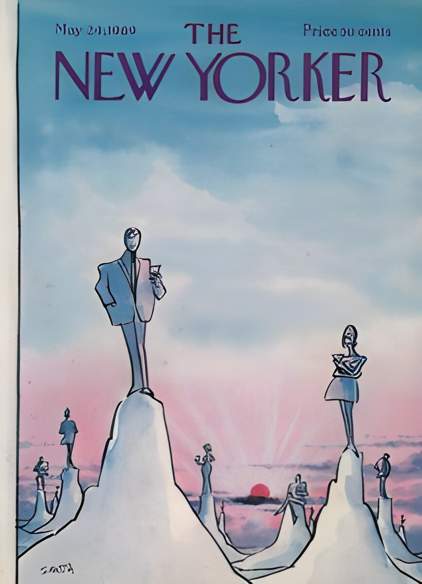 ORIGINAL VINTAGE MAGAZINE COVER:  New Yorker May 24 1969 - Party guests on different islands   by: Charles Saxon (Illust.)