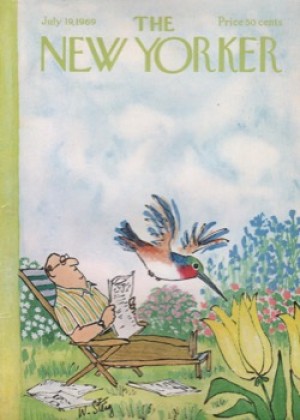 ORIGINAL VINTAGE MAGAZINE COVER:  New Yorker July 19 1969 - Man lounging in garden   by: William Steig (Illust.)