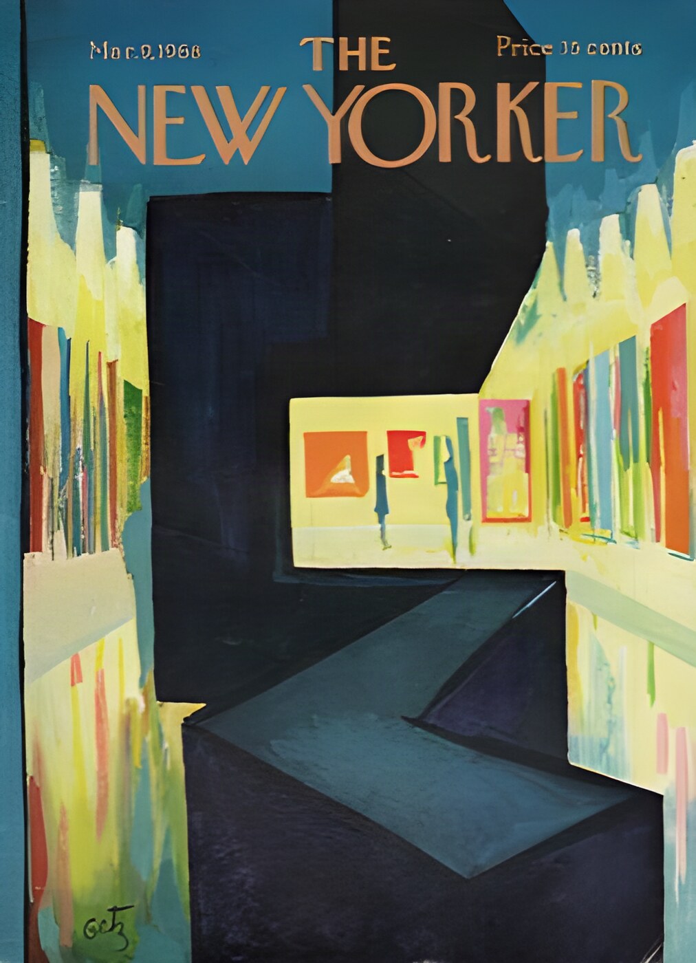 ORIGINAL VINTAGE MAGAZINE COVER:  New Yorker Mar. 0 1968 - Art Gallery     by: Arthur Getz (Illust.)