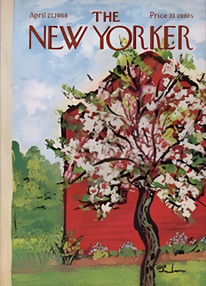 ORIGINAL VINTAGE MAGAZINE COVER:  New Yorker April 27 1968 - Apple blossoms    by: Abe Birnbaum  (Illust.)