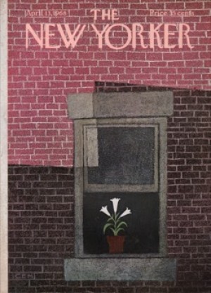 ORIGINAL VINTAGE MAGAZINE COVER:  New Yorker April 13 1968 Flower pot in window    by: Charles E. Martin (Illust.)