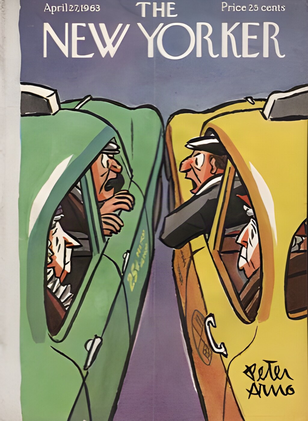 ORIGINAL VINTAGE MAGAZINE COVER: New Yorker April 27 1963 - Yelling cab driversby: Peter Arno (Illust.)