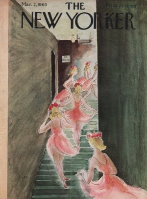 ORIGINAL VINTAGE MAGAZINE COVER: New Yorker  Mar. 2 1963 - showgirls backstage by: Susanne Suba (Illust.)