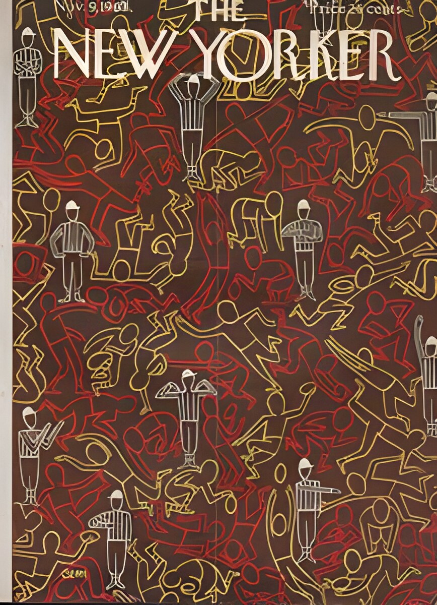 ORIGINAL VINTAGE MAGAZINE COVER: New Yorker Nov. 9 1963 - Football patternby: Charles E. Martin (Illust.)