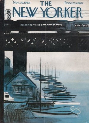 ORIGINAL VINTAGE MAGAZINE COVER: New Yorker Nov. 30 1963 - docked sailboatsby: Arthur Getz (Illust.)