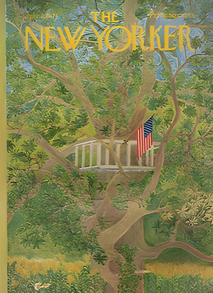 ORIGINAL VINTAGE MAGAZINE COVER: New Yorker July 3 1971 - Treehouseby: Ilonka Karasz (Illust.)