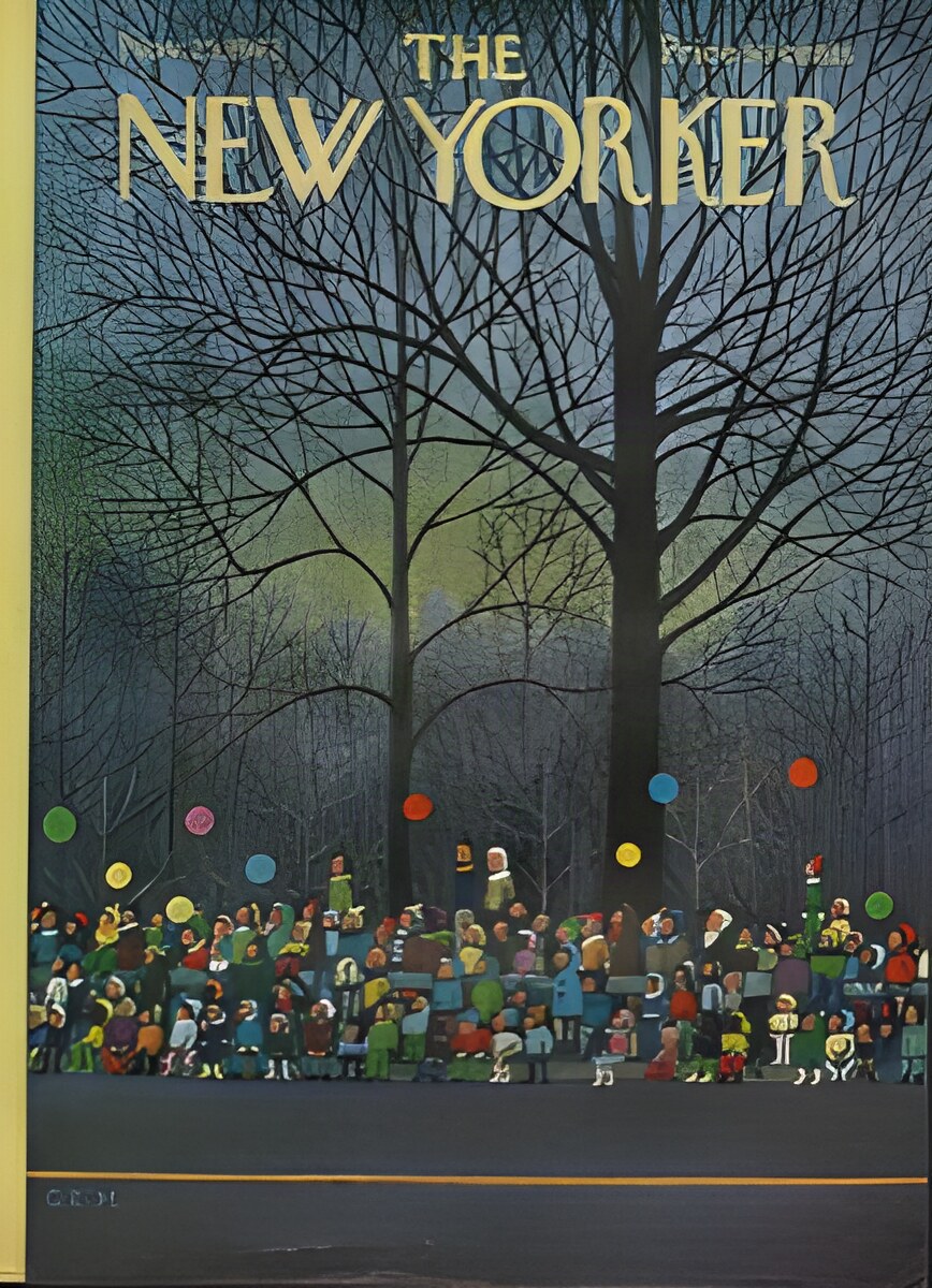 ORIGINAL VINTAGE MAGAZINE COVER: New Yorker Nov. 25 1972 - Parade crowdby: Charles E. Martin (Illust.)