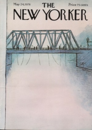 ORIGINAL VINTAGE MAGAZINE COVER: New Yorker May 24 1976 - Fishing from bridgeby: Arthur Getz (Illust.)