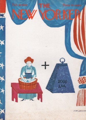 ORIGINAL VINTAGE MAGAZINE COVER: New Yorker Feb. 19 1966 - Washer womanby: Laura Jean Allen (Illust.)
