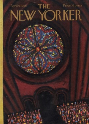 ORIGINAL VINTAGE MAGAZINE COVER: New Yorker April 9 1966 - Stained glassby: Robert Kraus (Illust.)