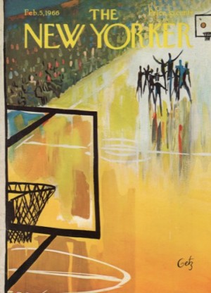 ORIGINAL VINTAGE MAGAZINE COVER: New Yorker Feb. 5 1966 - Basketball gameby: Arthur Getz (Illust.)