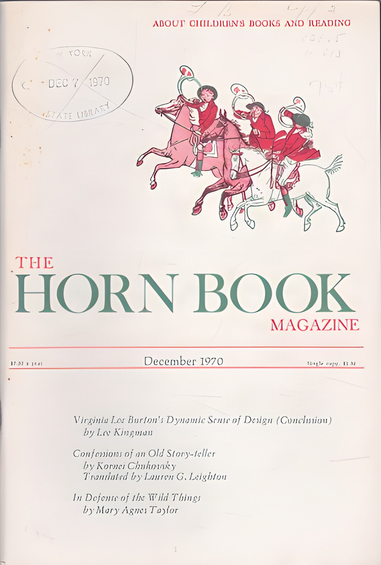 Horn Book Magazine December 1970by: Virginia Lee Burton