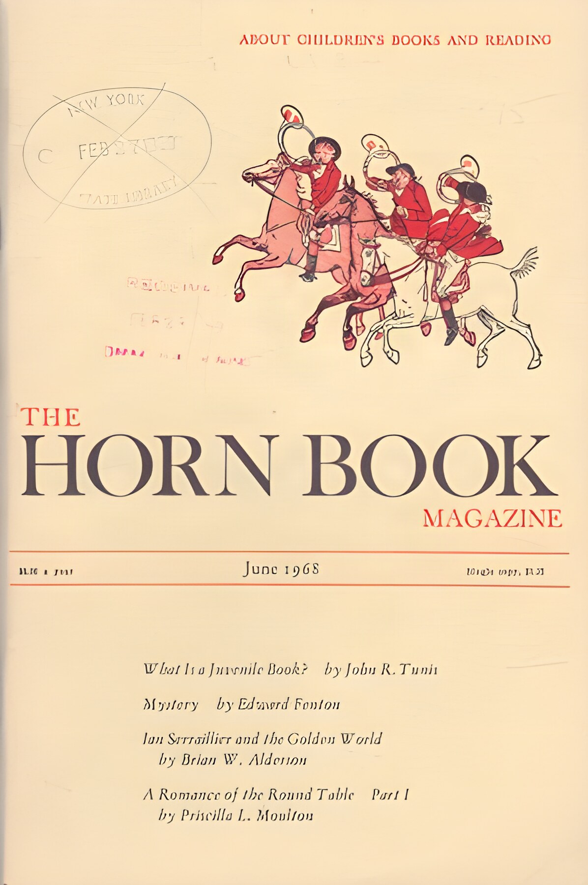 Horn Book Magazine June 1968by: Edward Fenton, John Tunis