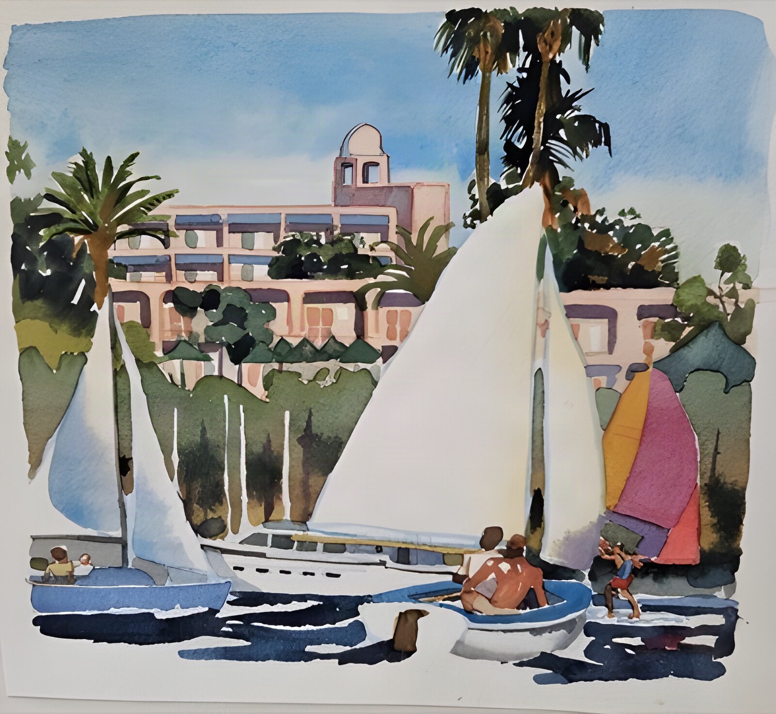 Newport Resort Bayside View 4 (ORIGINAL WATERCOLOR ART)by: McMullan, James