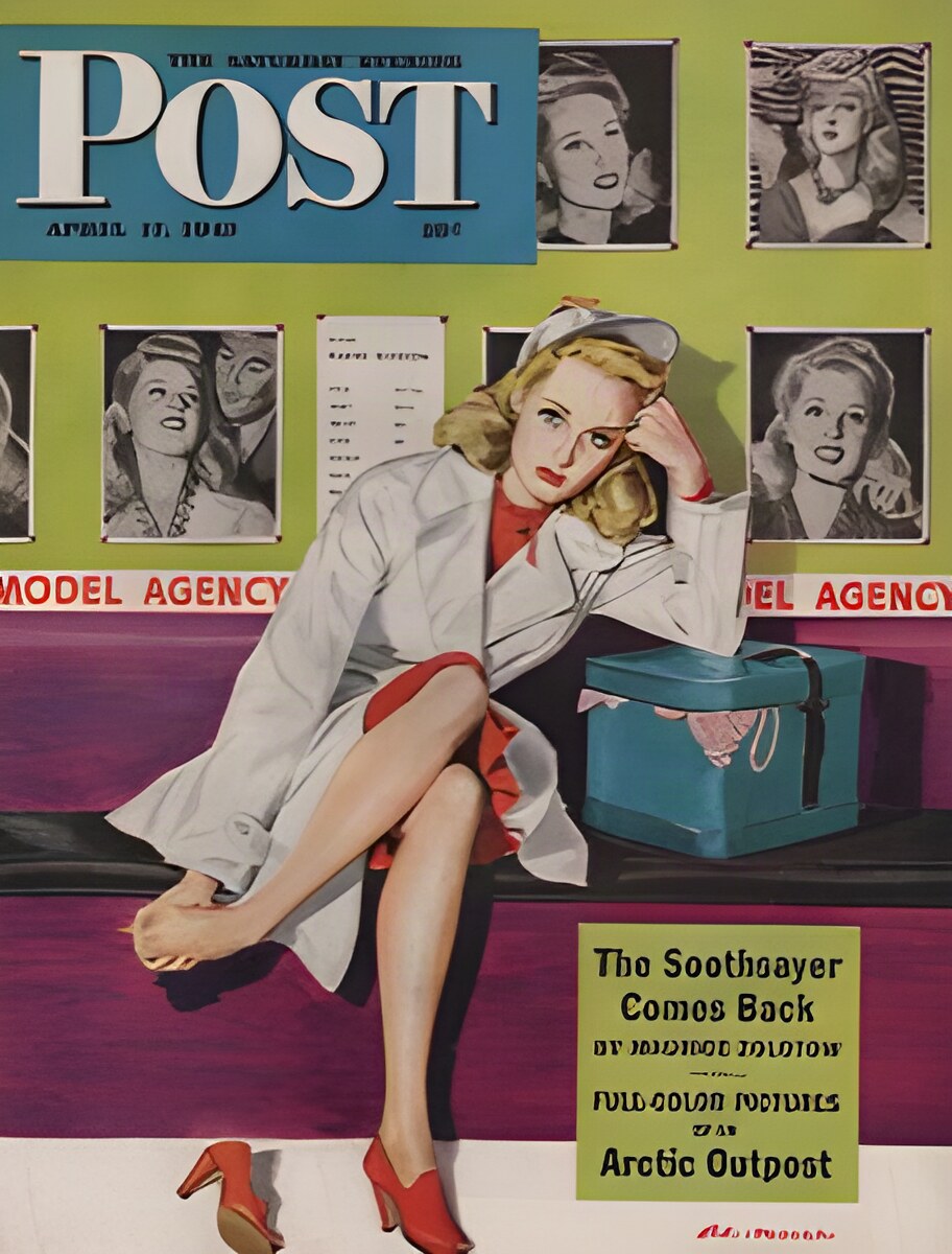ORIG VINTAGE MAGAZINE COVER/ SATURDAY EVENING POST - APRIL 17 1943by: Moore (Illust.), Al