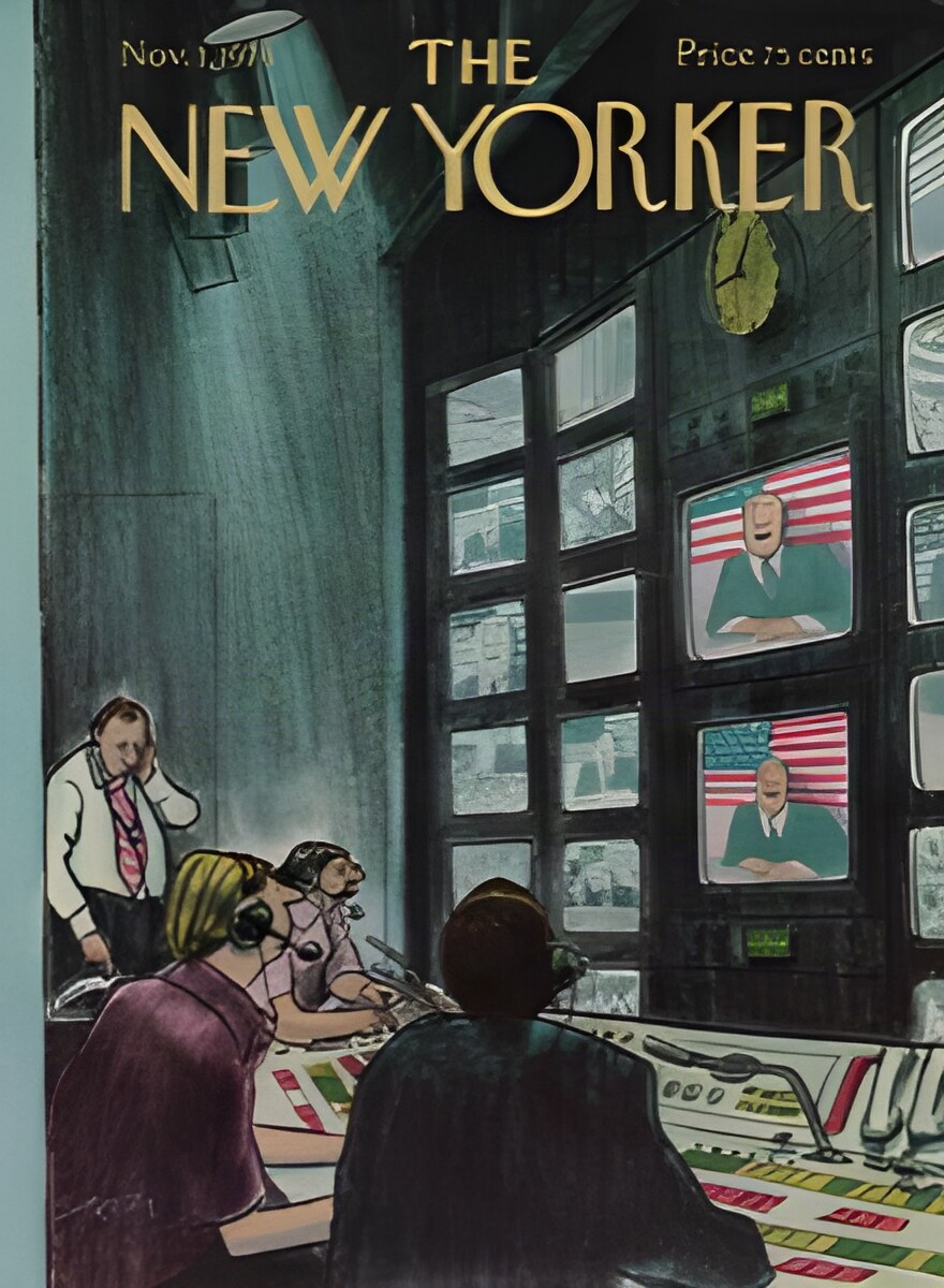 ORIG VINTAGE MAGAZINE COVER/ THE NEW YORKER - NOVEMBER 1 1976 - Election Nightby: Saxon (Illust.), Charles