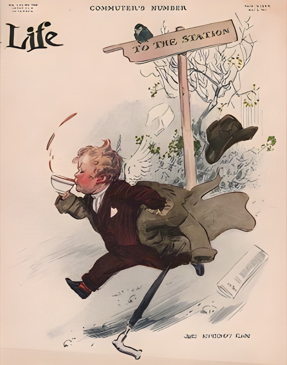 ORIG VINTAGE MAGAZINE COVER/ LIFE - MAY 4 1911- Commutingby: Flagg (Illust.), James Montgomery