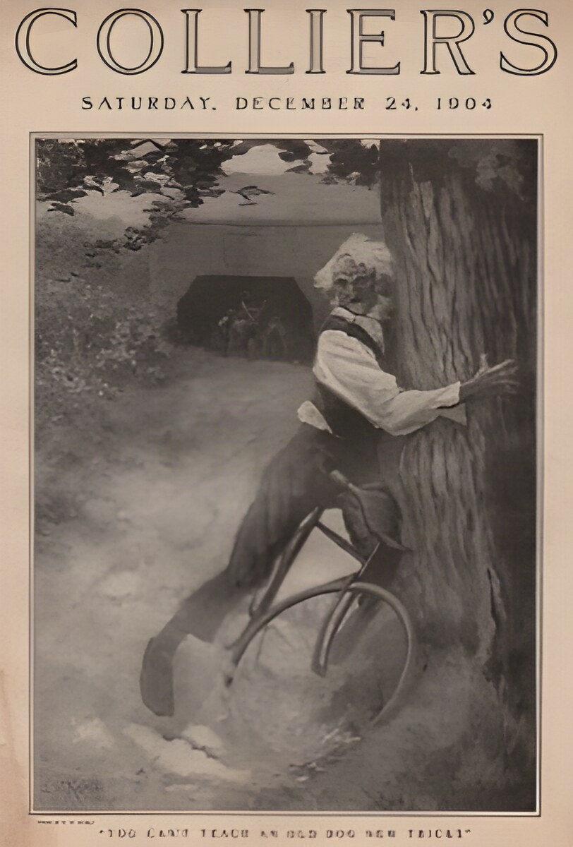 ORIG VINTAGE MAGAZINE COVER/ COLLIER'S - DECEMBER 24 1904 - Bicycle Crash - Illus. E.W. Kembleby: Kemble (Illust.), Edward W.