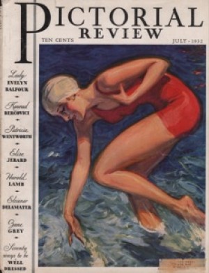 ORIG VINTAGE MAGAZINE COVER/ PICTORIAL REVIEW - JULY 1932 - Bathing Beautyby: Barclay (Illust.), McClelland
