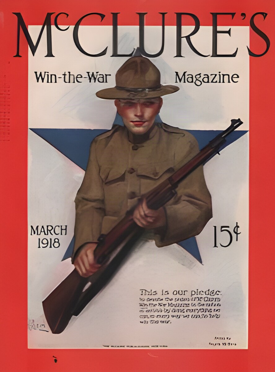 ORIG VINTAGE MAGAZINE COVER/ MCCLURE'S - MARCH 1918 World War I Doughboy - Illus. Neysa McMeinby: McMein (Illust.), Neysa